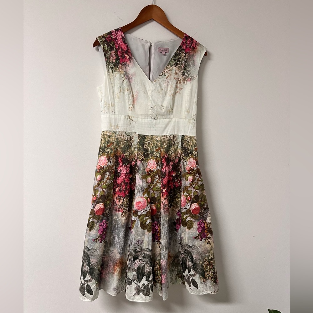 Phase Eight Floral Cotton Fit Flare Midi Dress US 10 Special Occasion